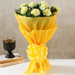 Blooming 8 Yellow Carnations Bouquet Bouquet