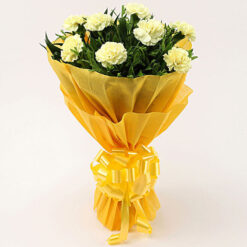 Alternative view of Blooming 8 Yellow Carnations Bouquet Bouquet