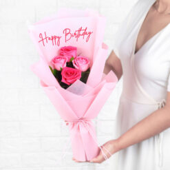 Alternative view of Graceful Angelic Rose Bouquet & Black Forest Birthday Bliss