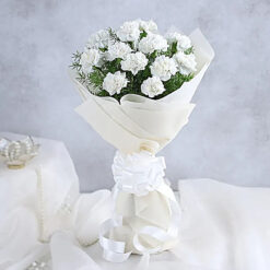 Enchanting Eid Special 12 White Carnations Bouquet Bloom Set