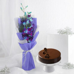 Majestic Enchanting Orchid Bouquet With Truffle Cake Bouquet