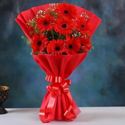 Majestic Red Elegance Gerbera Bouquet Posy