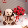 Red Roses Dog Teddy Love Box