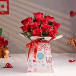 Alternative view of Red Roses Dog Teddy Love Box