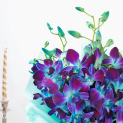 Alternative view of Exotic Blue Orchid Arrangement