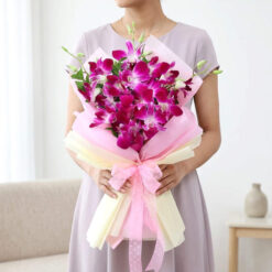 Alternative view of Dutch Truffle Theme Chocolate Truffle Cake & Graceful Orchid Arrangement
