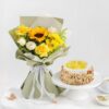 Pineapple Cake & Radiant Yellow Sunflower Bouquet