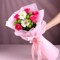 Alternative view of White Gerberas Pastel Floral Cake