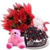 Black Forest Cake Red Roses Teddy Set