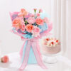 Carnation& Rose Bouquet with Vanilla Cake