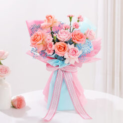 Carnation& Rose Bouquet with Vanilla Cake