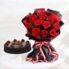 Chocolate Cream Cake With Red Roses