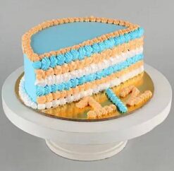 Designer Bordered Half Cut Cake