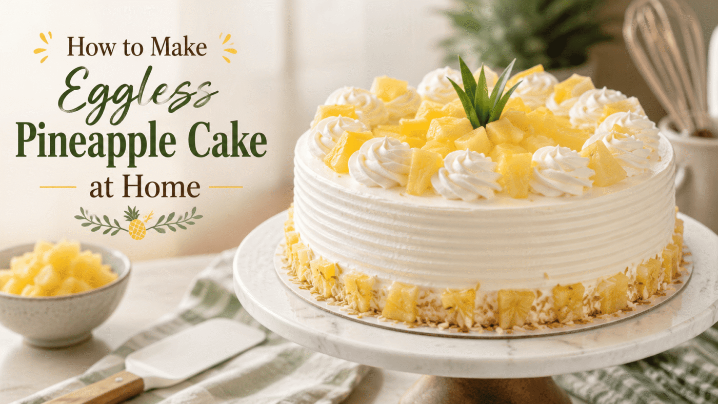 How to Make Eggless Pineapple Cake