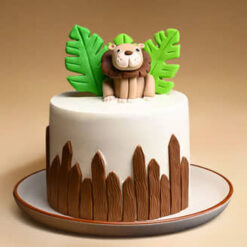 Lion Cake With Jungle Decor