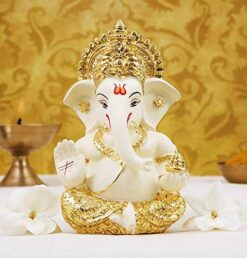 Luxury Golden Ganesha Ceramic Idol