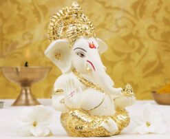 Luxury Golden Ganesha Ceramic Idol