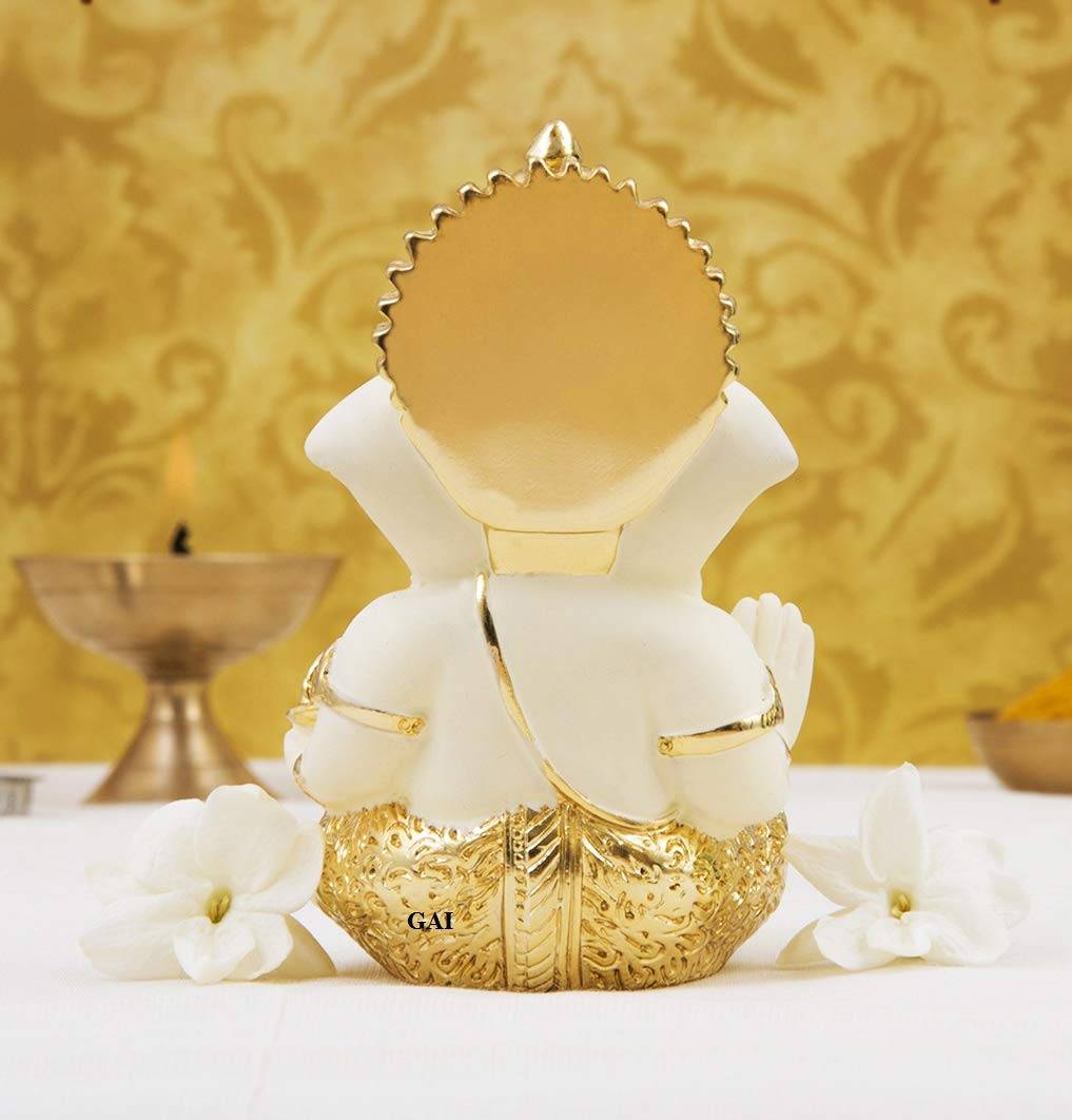 Luxury Golden Ganesha Ceramic Idol