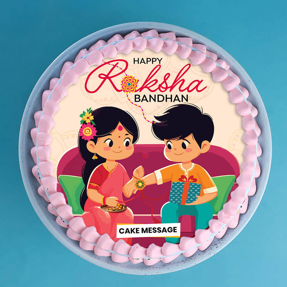 Personalized Sibling Photo Cake Rakhi