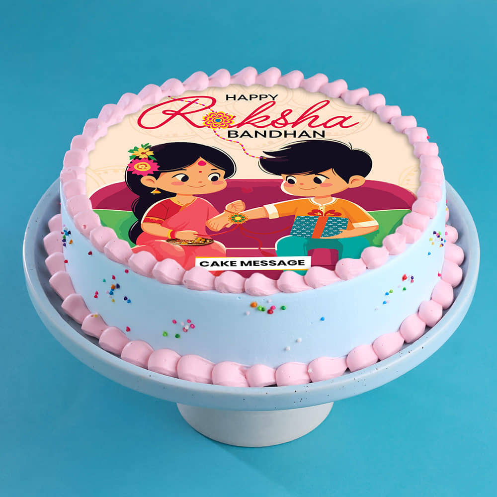 Personalized Sibling Photo Cake Rakhi