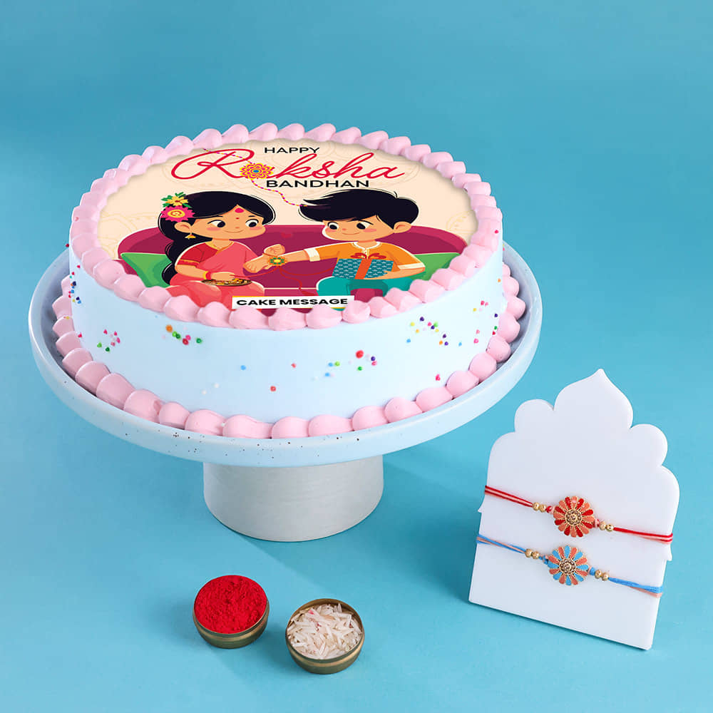 Personalized Sibling Photo Cake Rakhi