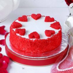 Red Velvet Cake & Elegant Red Roses