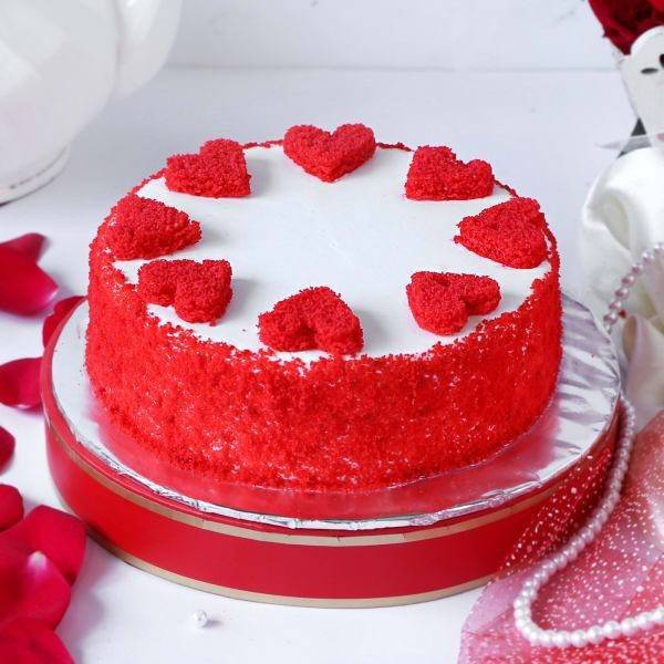 Red Velvet Cake & Elegant Red Roses
