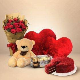 Red Velvet Celebration Bundle With Flowers