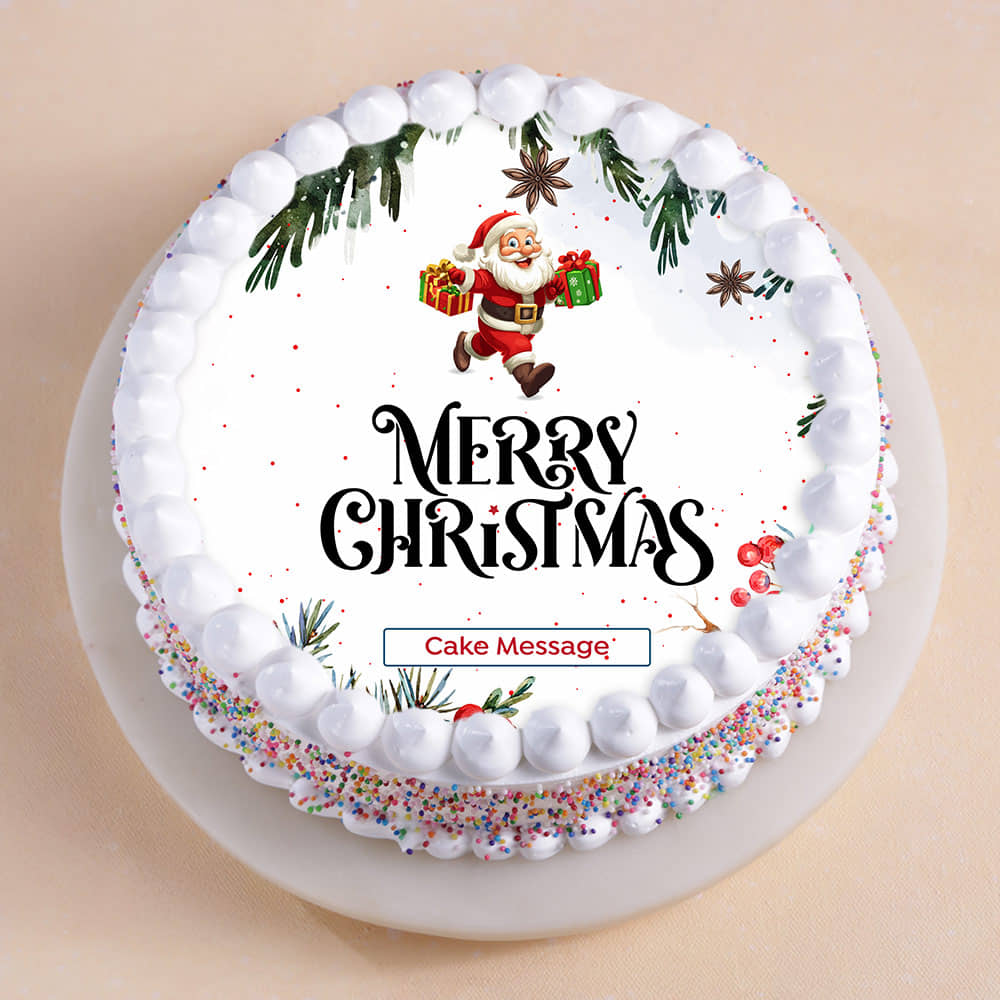 Santa Christmas Cake With Festive Design