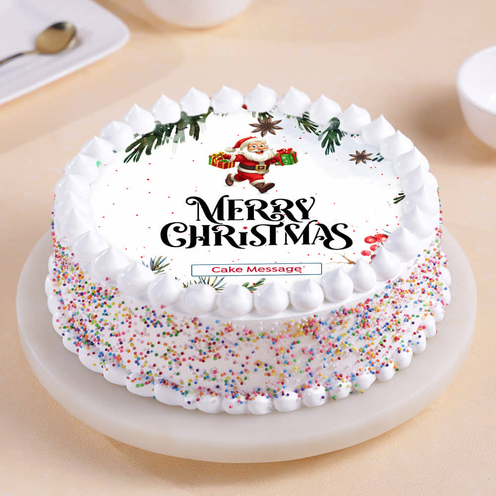 Santa Christmas Cake With Festive Design