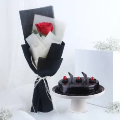 The Theme Chocolate Truffle Cake & Beautiful Roses