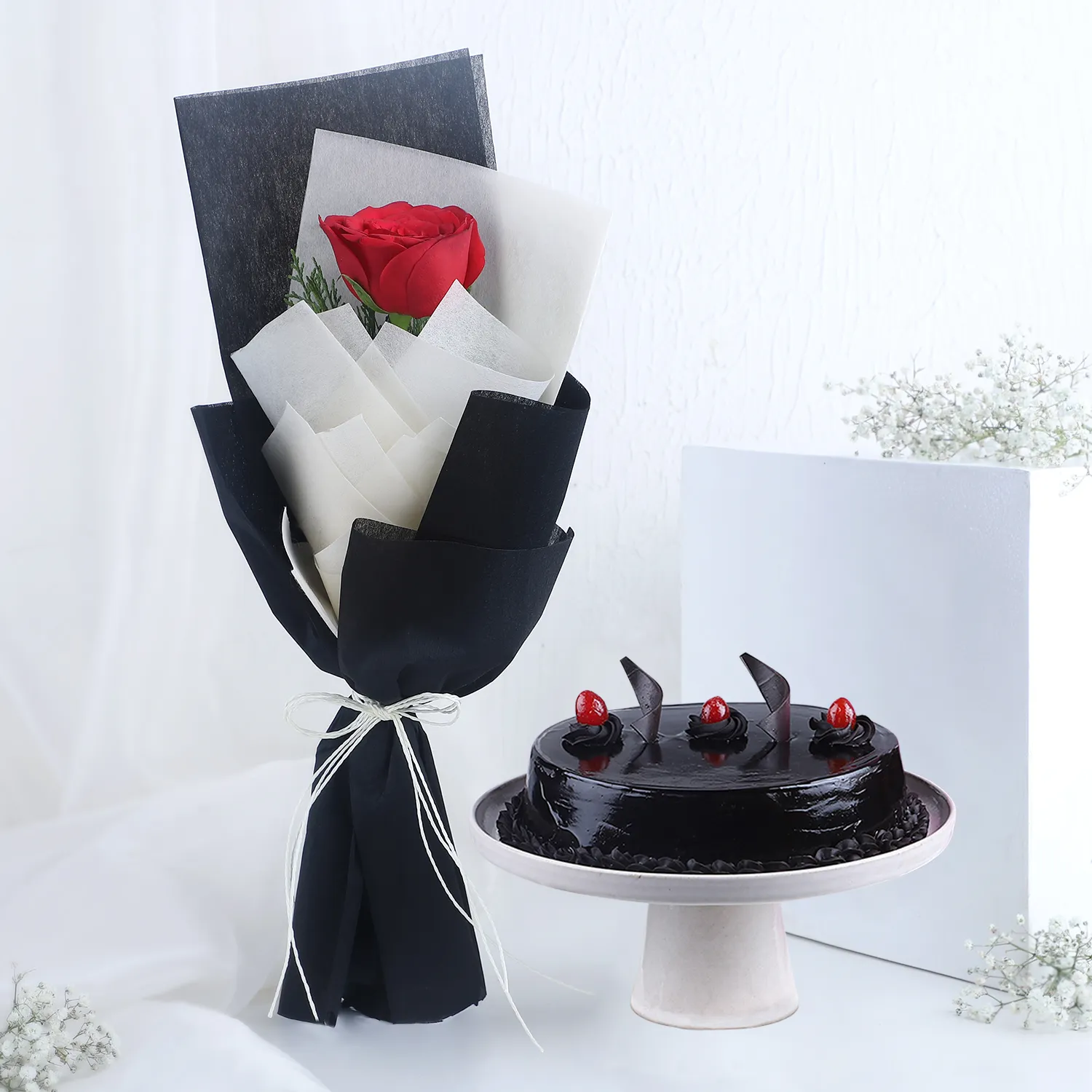 The Theme Chocolate Truffle Cake & Beautiful Roses