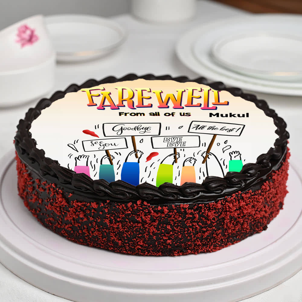 Farewell Wishes Red Velvet Chocolate Cake