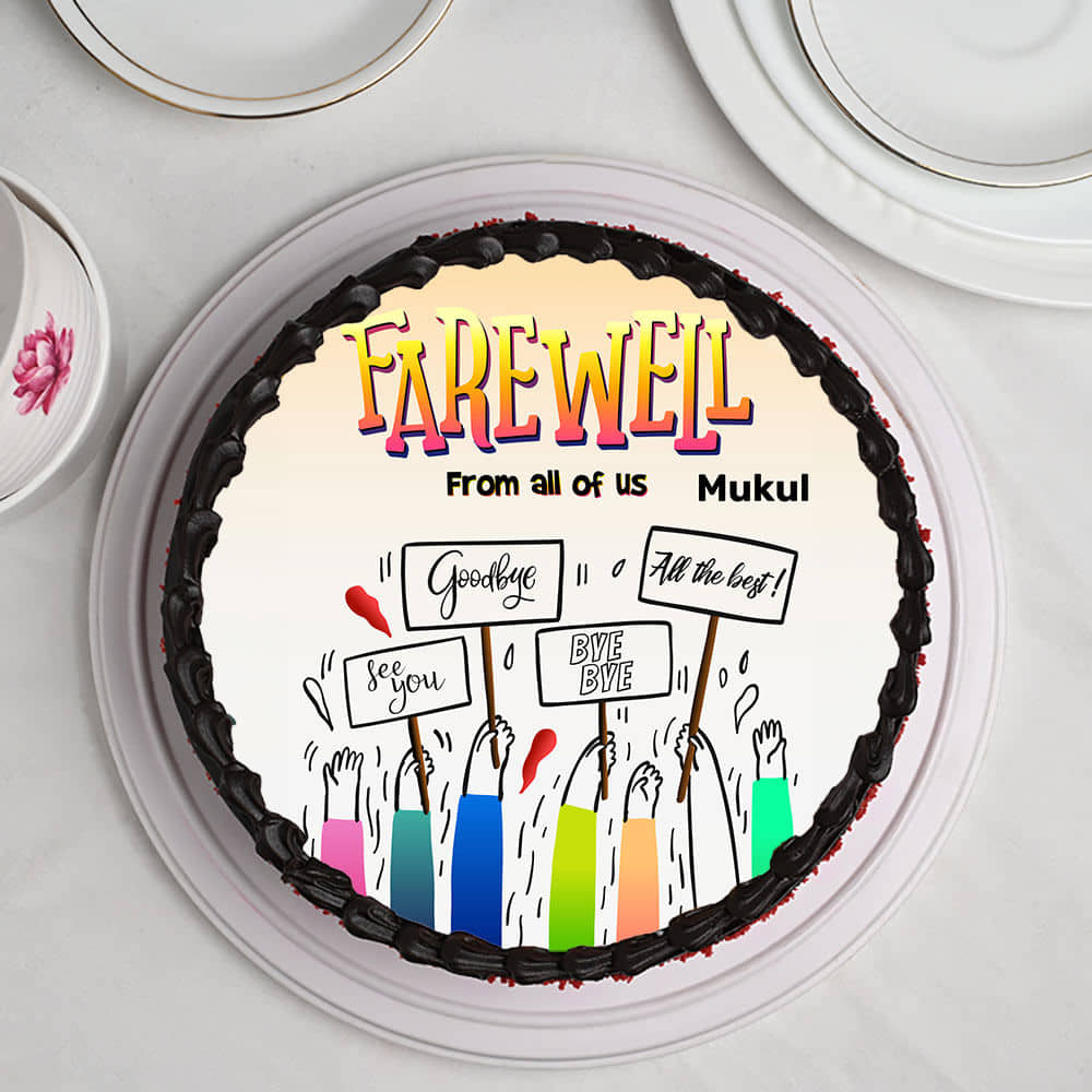 Farewell Wishes Red Velvet Chocolate Cake