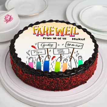 Farewell Wishes Red Velvet Chocolate Cake