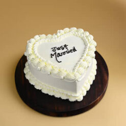 Heart Shape Just Married Cake
