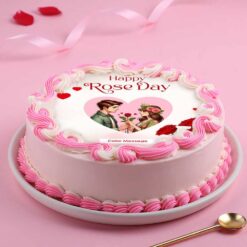 Loving Couple Rose Day Photo Cake