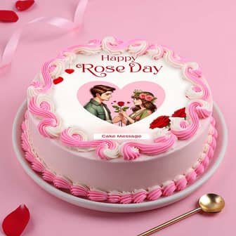 Loving Couple Rose Day Photo Cake