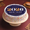New Year Poster Vanilla Photo Cake