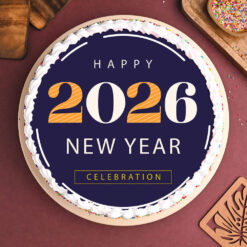 New Year Poster Vanilla Photo Cake