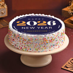 New Year Poster Vanilla Photo Cake