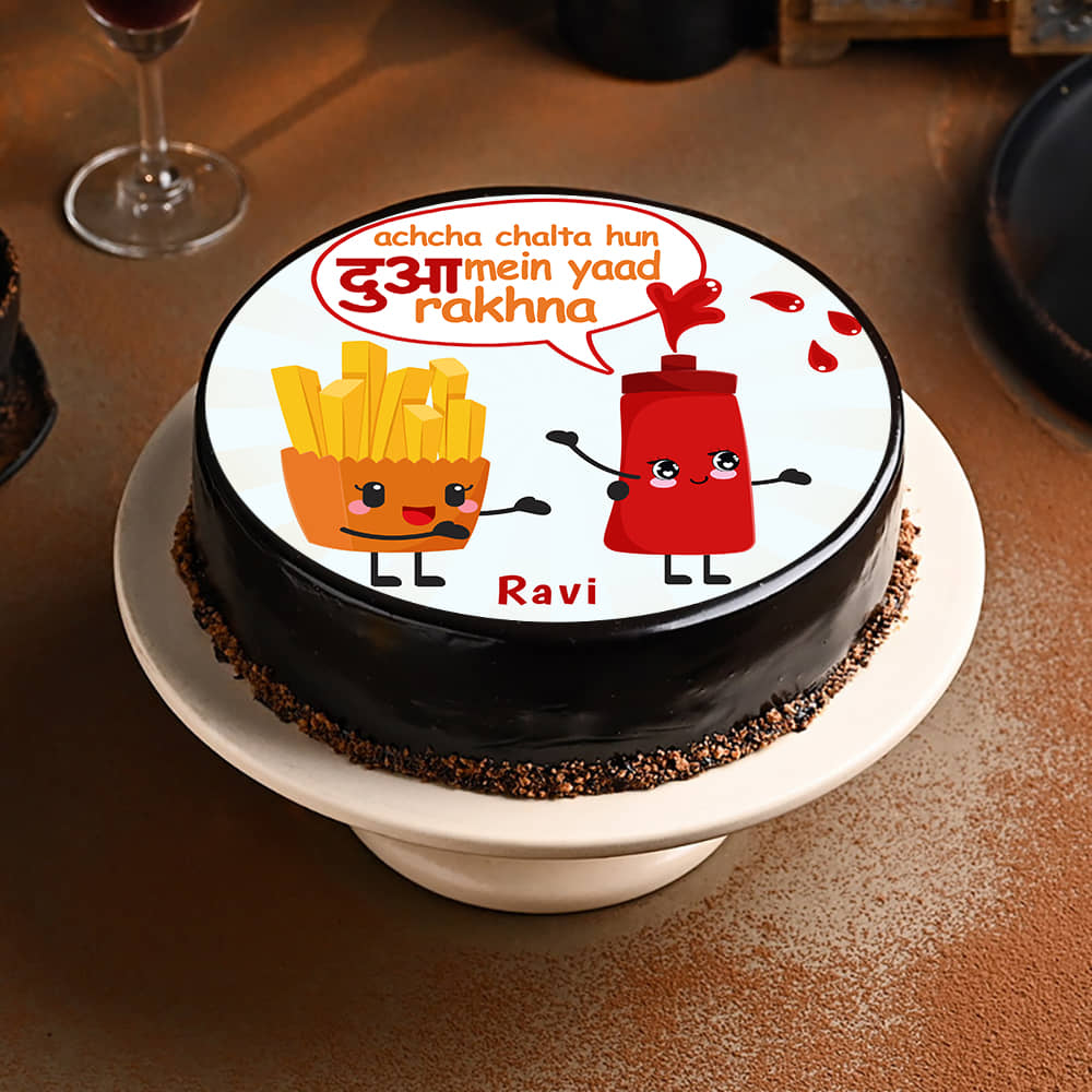 Quirky Farewell Photo Cake