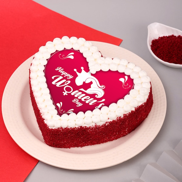 Red Velvet Printed Womens Day Cake