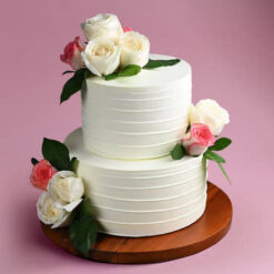 Two Tier Ivory Floral Cake