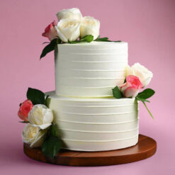 Two Tier Ivory Floral Cake