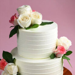 Two Tier Ivory Floral Cake